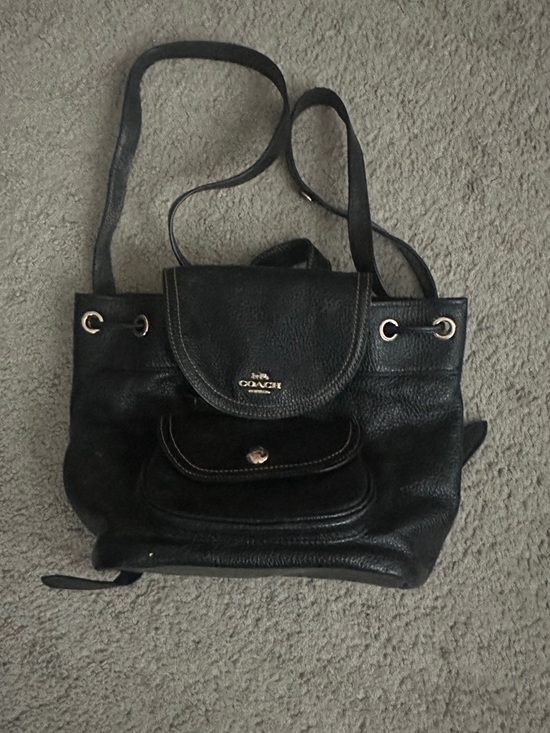 Coach Handbags - Coach Black Leather Drawstring Shoulder Bag- backpack
